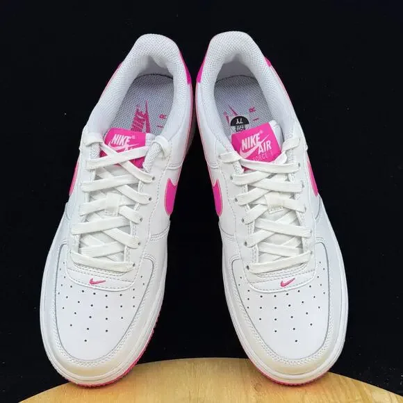 Nike Air Force 1 White/Laser Fuchsia (FV5948 102) Big Kid's 7Y Women’s 8.5 - Picture 9 of 10